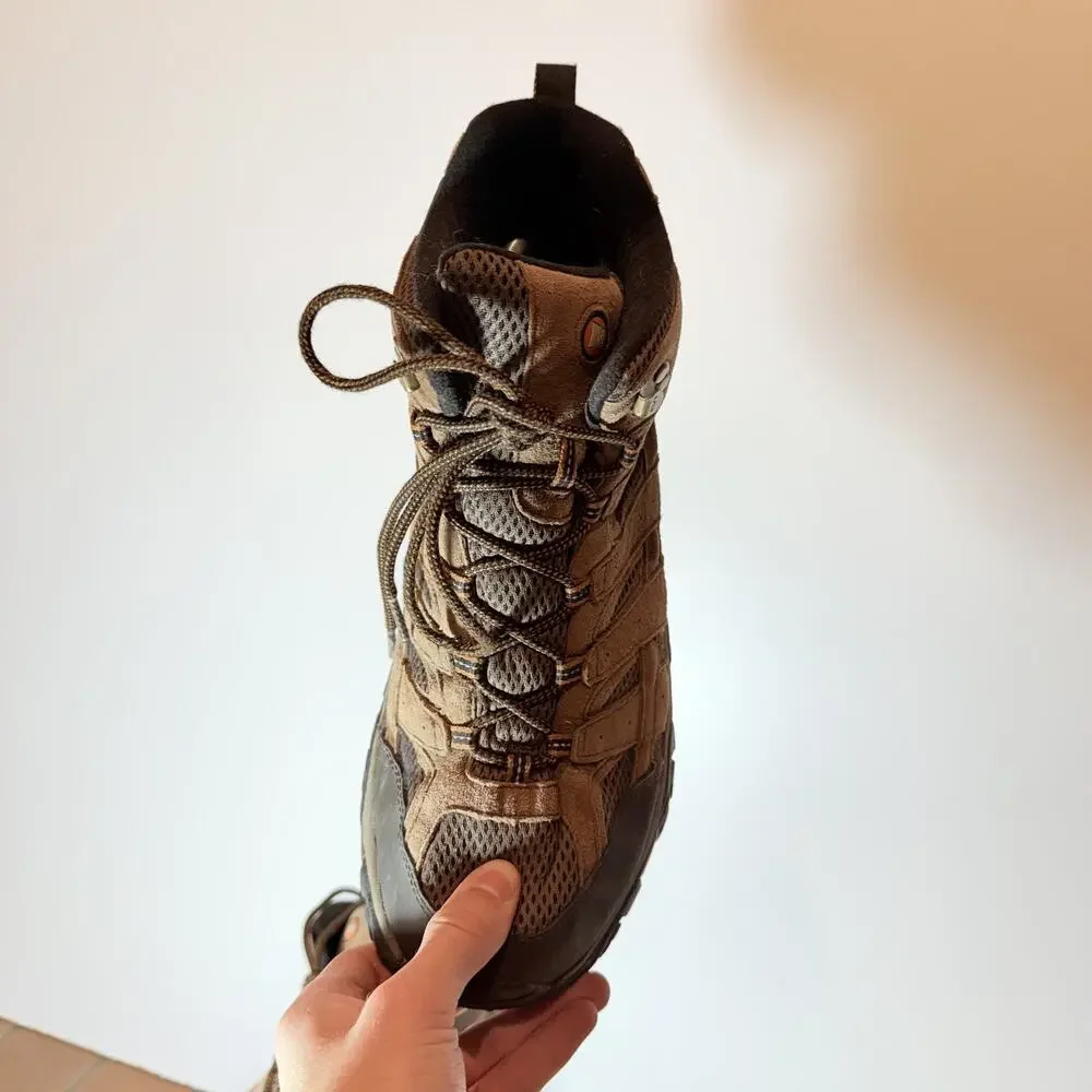 Merrell Moab 2 Mid Waterproof Hiking Boots Mens Size 13 Earth Brown Suede Shoes